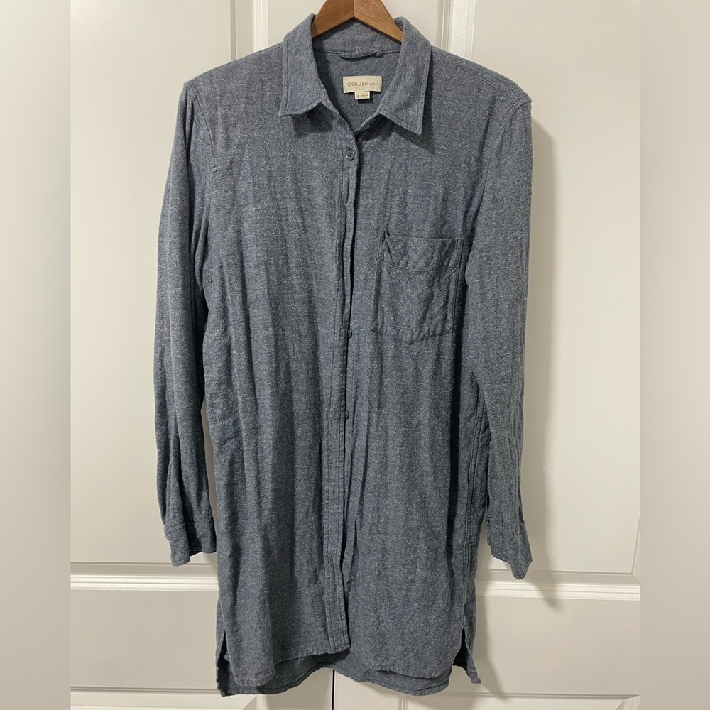 ARITZIA -Golden by TNA | blue button down shirt dress - Picture 2 of 5